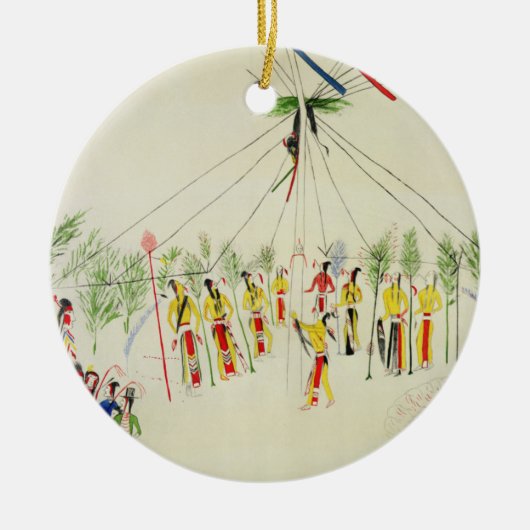 The Shoshone Sun Dance (pigment op muslijn) Keramisch Ornament (Voorkant)