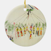 The Shoshone Sun Dance (pigment op muslijn) Keramisch Ornament (Achterkant)