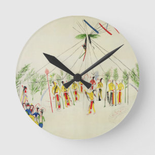 The Shoshone Sun Dance (pigment op muslijn) Ronde Klok