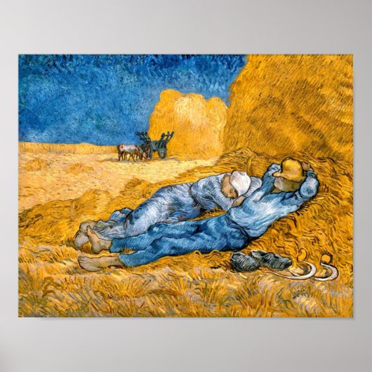The Siesta (1890) Wheatfield Van Gogh Classic Art Poster (Voorkant)