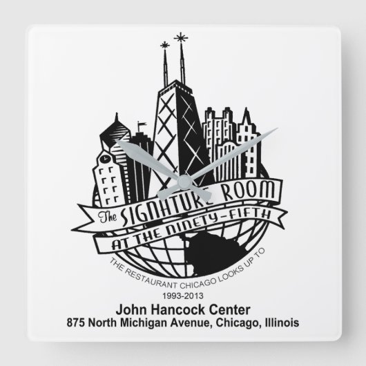The Signature Room op de 95th, Chicago, IL Vierkante Klok (Voorkant)