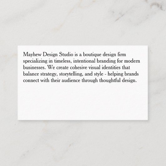 The Signature Script - Minimalist Business Card Visitekaartje (Achterkant)