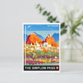 The Simplon Pass, Zwitserland, vintage-reis Briefkaart (Staand voorkant)