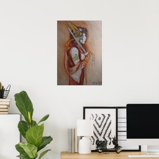 "The Singing Warrior" schilderij van Joseph C. Ken Poster (Thuiskantoor)