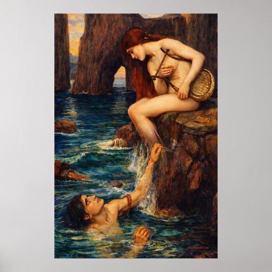 The Siren by John William Waterhouse Poster (Voorkant)