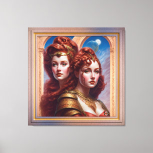 The Sisters Red AI Concept Art van Xzendor7 Canvas Afdruk