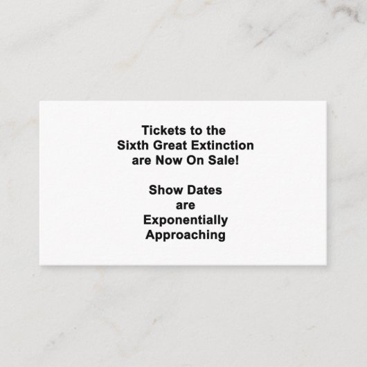 The Sixth Great Extinction Enclosure Card Informatiekaartje (Voorkant)