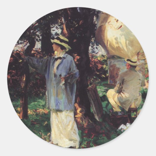 The Sketchers by John Singer Sargent Ronde Sticker (Voorkant)