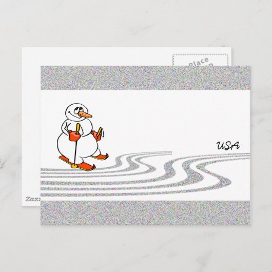 The Skiing Snowman - Briefkaart (Voorkant / Achterkant)
