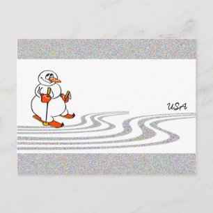 The Skiing Snowman - Briefkaart