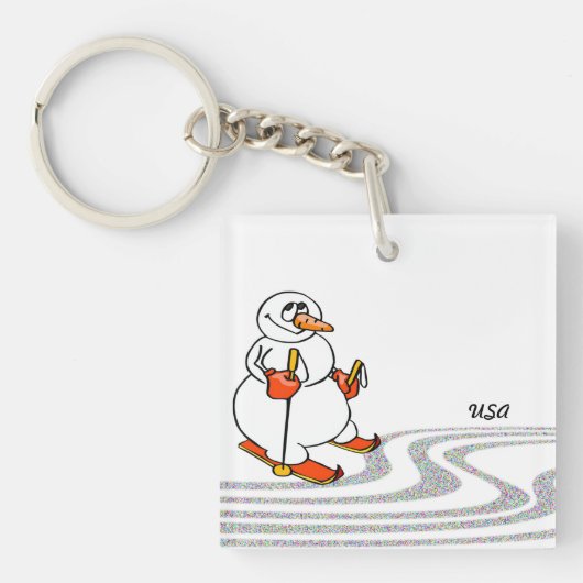 The Skiing Snowman - Sleutelhanger (voorkant)