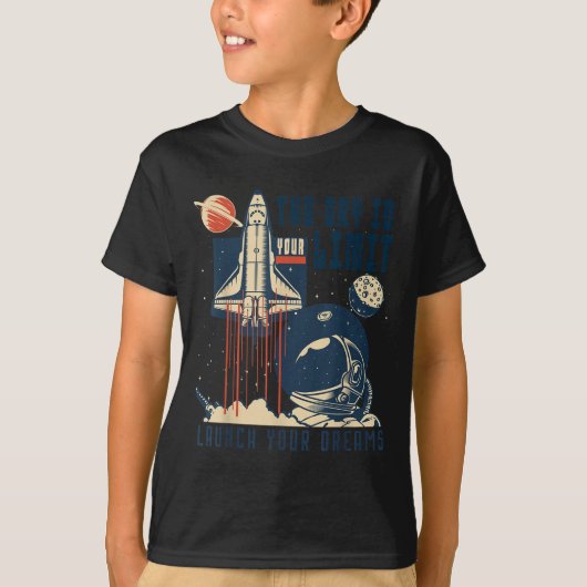 The Sky Is Your Limit Space Rocket Shuttle Motivat T-shirt (Voorkant)