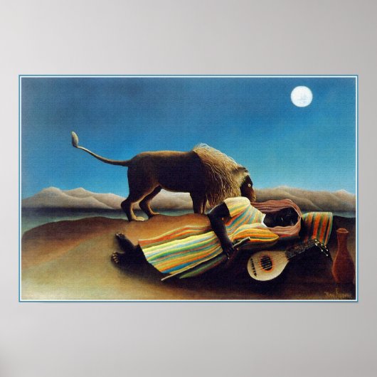 "The Slaping Gypsy" van Henri Rousseau Poster (Voorkant)