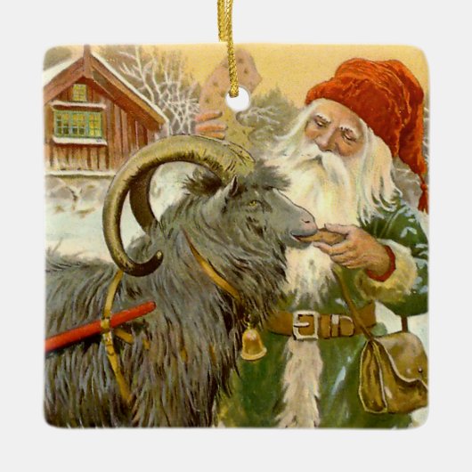 "The Sled Goat" van Jenny Nystrom Keramisch Ornament (Voorkant)