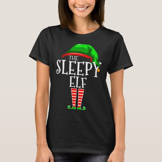 The Sleepy Elf Group Matching Family Christmas Gif T-shirt (Voorkant)