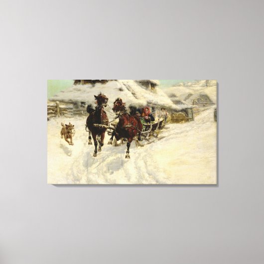 The Sleigh Ride, 1896 (olie op doek) Canvas Afdruk (Voorkant)
