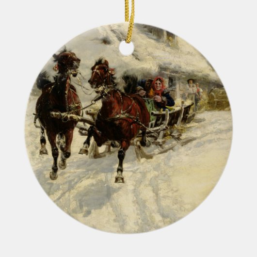 The Sleigh Ride, 1896 (olie op doek) Keramisch Ornament (Voorkant)