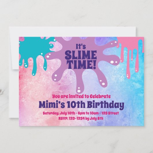 The Slime Party Birthday Party nodigt uit Kaart (Voorkant)