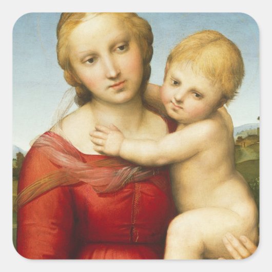 The Small Cowper Madonna, c.1505 (olie op het pane Vierkante Sticker (Voorkant)