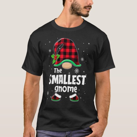 The Smallest Gnome Buffalo Plaid Christmas Matchin T-shirt (Voorkant)
