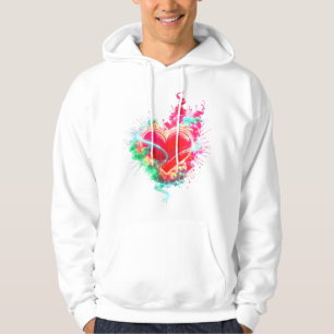 The Smoking Heart op een gezellige lange mouw wit Hoodie