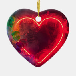 The Smoking Red Hot Valentine Heart on a Keramisch Ornament