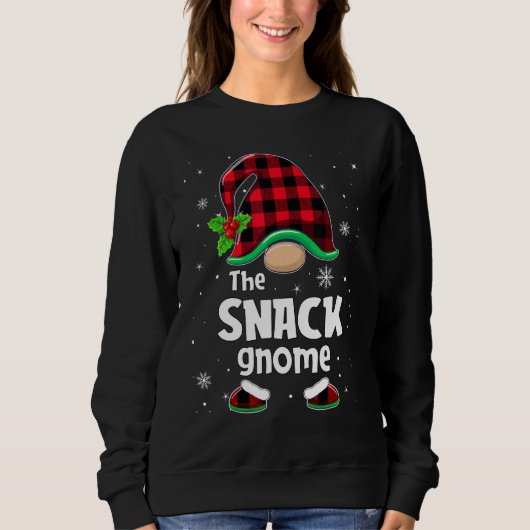 The Snack Gnome Buffalo Plaid Christmas Matching F Trui (Voorkant)
