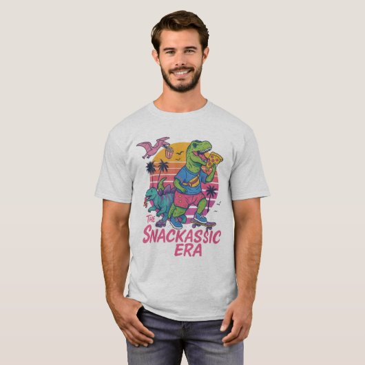 The Snackassic Era - Retro Dino Fun T-shirt (Voorkant volledig)