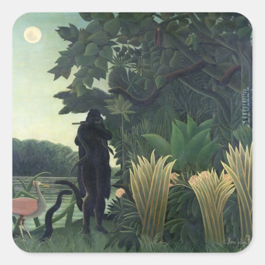 The Snake Charmer, 1907 Vierkante Sticker (Voorkant)