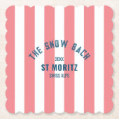 The Snow Bach Roze Cabana Streep Bachelorette Kartonnen Onderzetters (Voorkant)