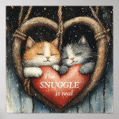 The Snuggle is een echte, gezellige kattenliefde Poster (Voorkant)