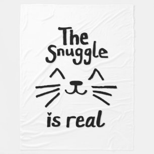 The Snuggle Is Real (zwart op wit) Fleece Deken