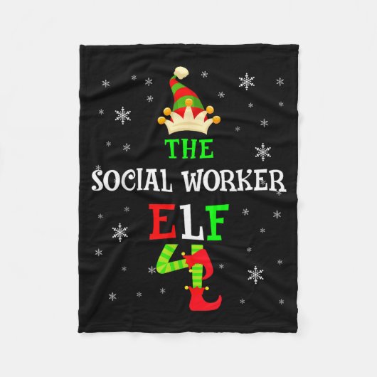 The Social Worker Elf Christmas Elf Matching Famil Fleece Deken (Voorkant)