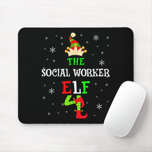 The Social Worker Elf Christmas Elf Matching Famil Muismat (Met muis)