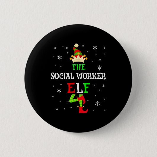 The Social Worker Elf Christmas Elf Matching Famil Ronde Button 5,7 Cm (Voorkant)