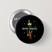 The Social Worker Elf Christmas Elf Matching Famil Ronde Button 5,7 Cm (Voorkant /achterkant)