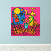 The Solar System Person and the Pyramid Parakeet Canvas Afdruk (Insitu (Houten vloer))