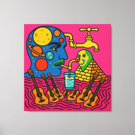 The Solar System Person and the Pyramid Parakeet Canvas Afdruk (Voorkant)