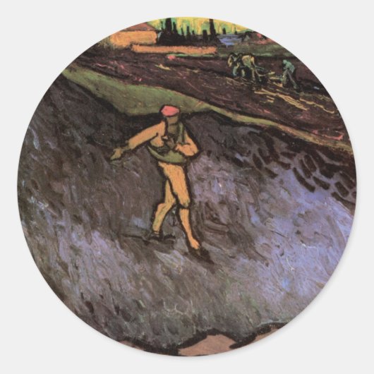 The Sower: Buitenskirts of Arles van Vincent van G Ronde Sticker (Voorkant)