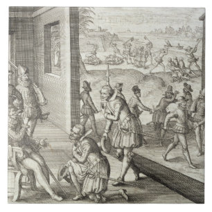 The Spain Capture Fort Caroline, 1565, uit 'New Tegeltje