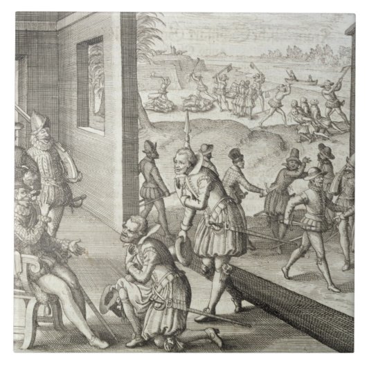 The Spain Capture Fort Caroline, 1565, uit 'New Tegeltje (Voorkant)