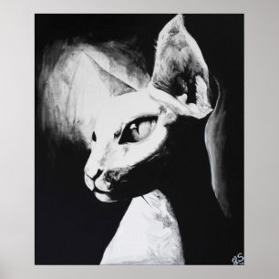 The Sphynx Cat Feline Original Art Poster