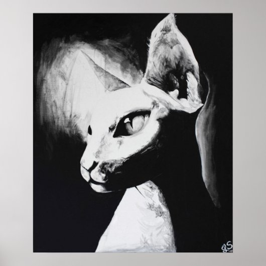 The Sphynx Cat Feline Original Art Poster (Voorkant)