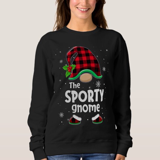 The Sporty Gnome Buffalo Plaid Christmas Matching  Trui (Voorkant)