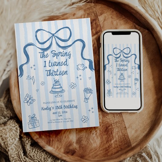 The Spring I turned 13 Birthday Invitation Kaart