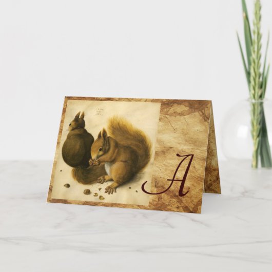 THE SQUIRREL WITH NUTS MONOGRAM NOTITIEKAARTJE (Voorkant)