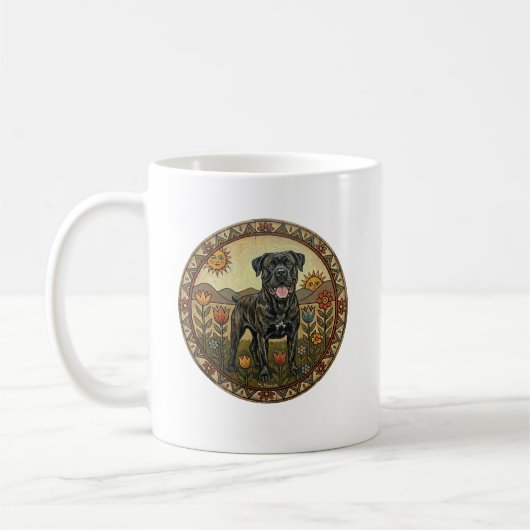The Starry Mastiff: Naïeve Kunst Cane Corso Koffiemok (Links)
