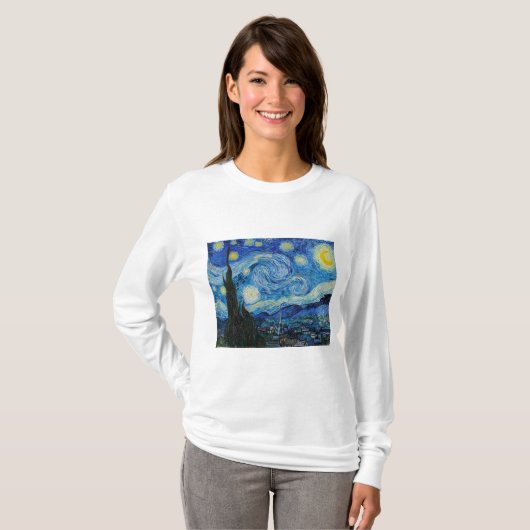 The Starry Night 1889 by Vincent van Gogh T-shirt (Voorkant volledig)