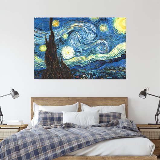 The Starry Night by Vincent Van Gogh Canvas Afdruk (Insitu (Slaapkamer))