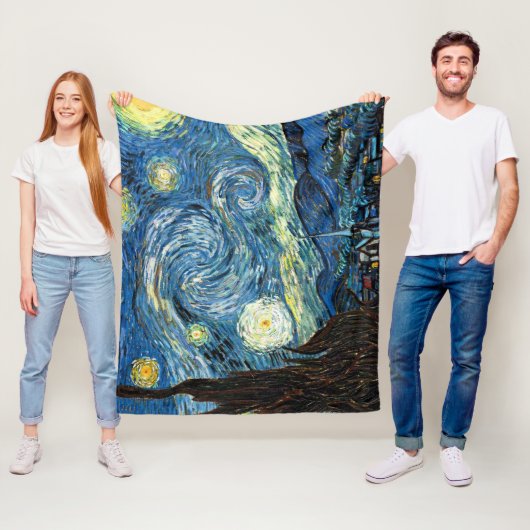 The Starry Night by Vincent Van Gogh Fleece Deken (In situ)